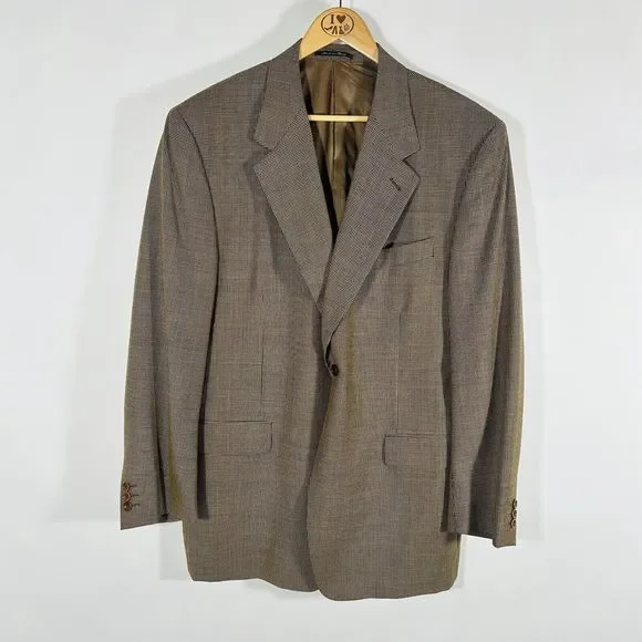 Canali Proposta Bernini Wool Blazer Sport Coat Jacket Hound Raven Brown 46R